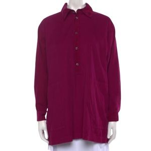 Eskandar Purple Cotton Long Sleeve Button Shirt Tunic Top Eskandar s/z0